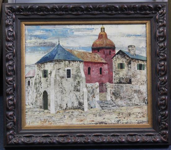 § Josselin Bodley (1893-1974) Ancient village church, 15 x 18in.